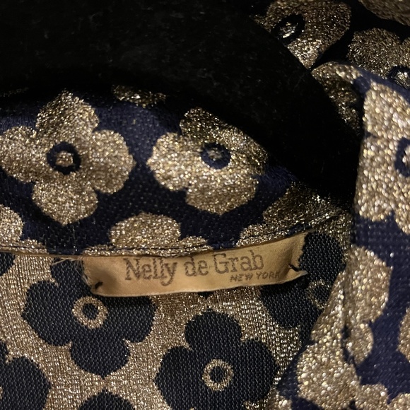 Rare Nelly De Grab Metallic Stylized Blouse with Rhinestone Buttons - Picture 1 of 5